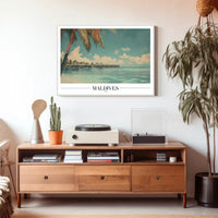 Maldives Tropical Escape Vintage Travel Poster PosterGoat