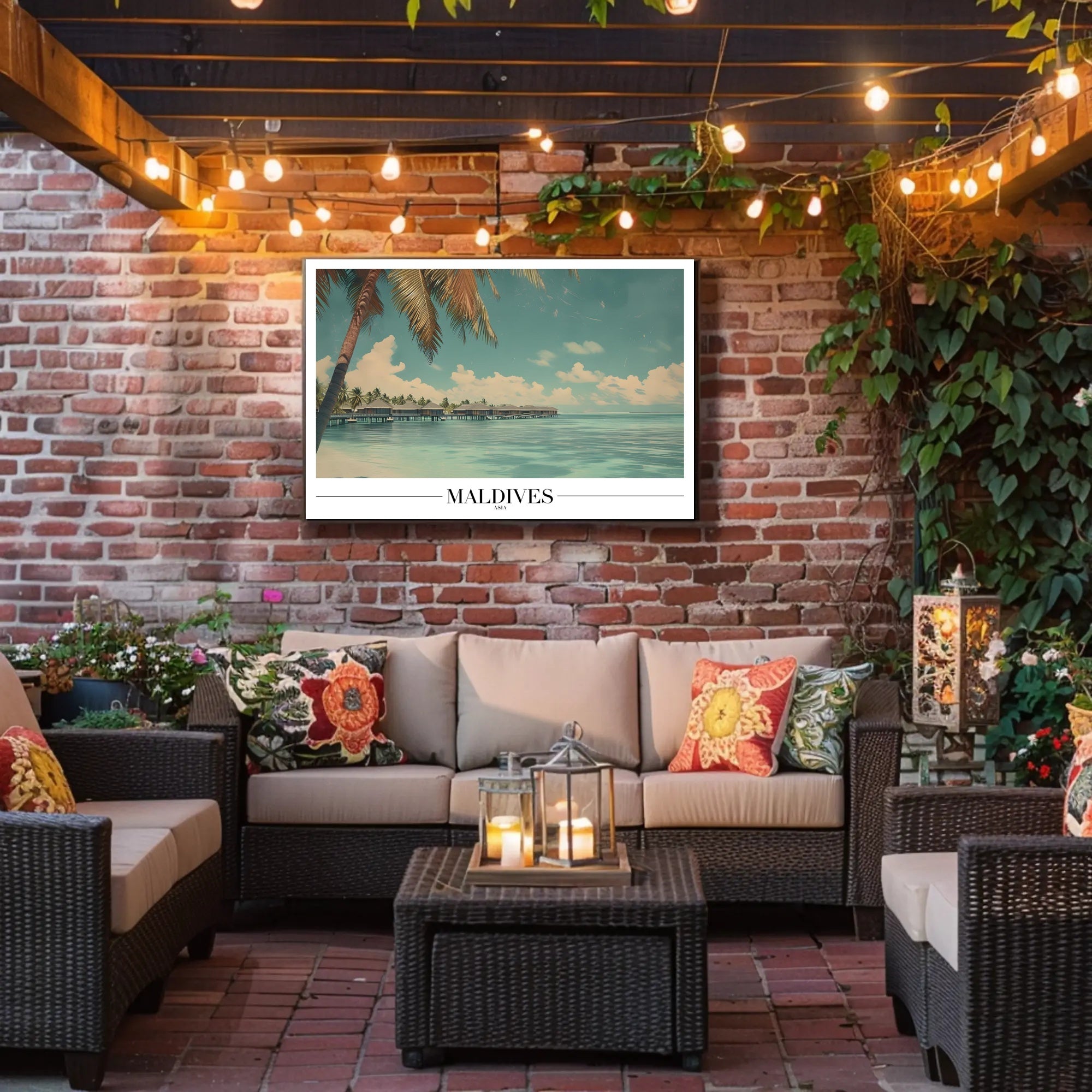 Maldives Tropical Escape Vintage Travel Poster PosterGoat