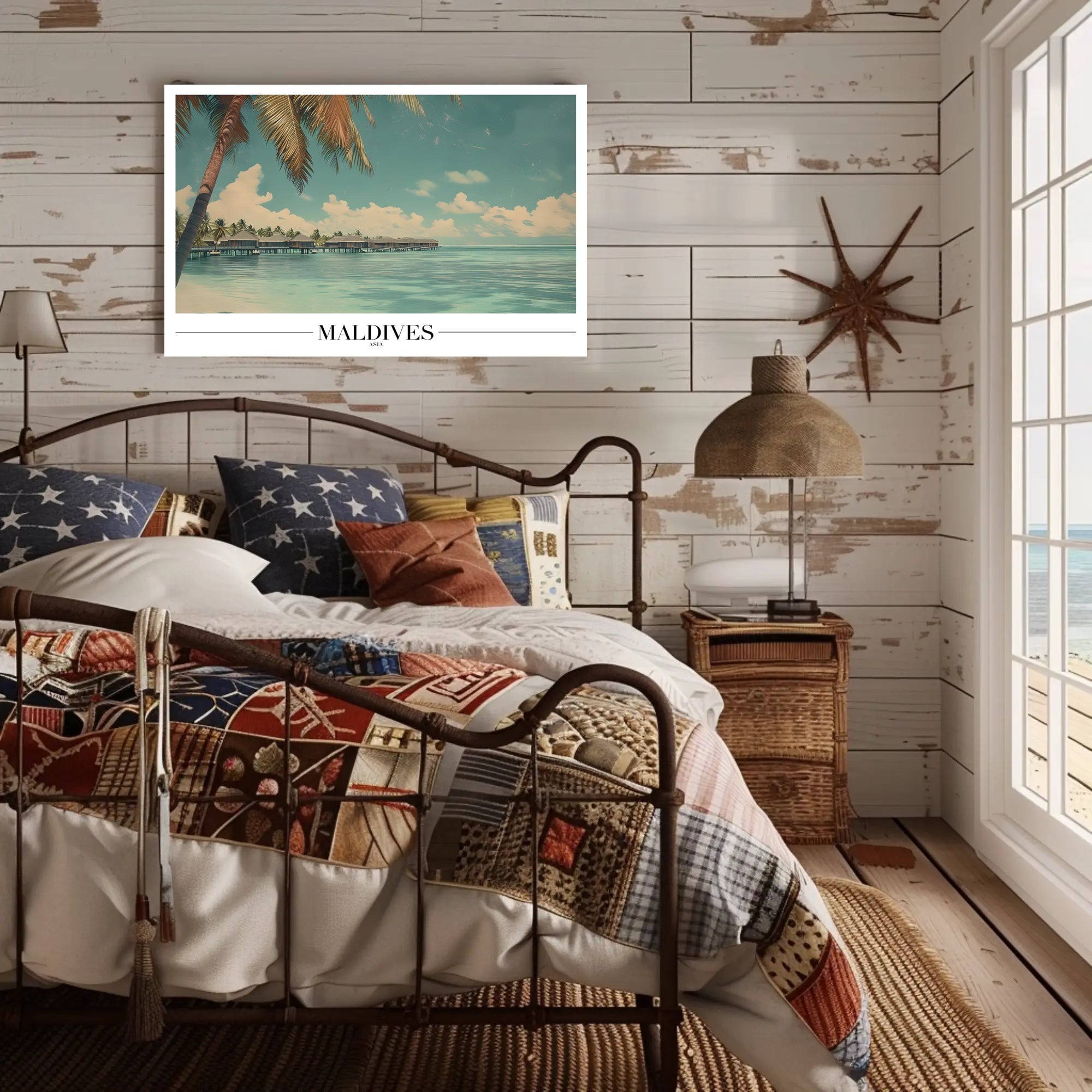 Maldives Tropical Escape Vintage Travel Poster PosterGoat
