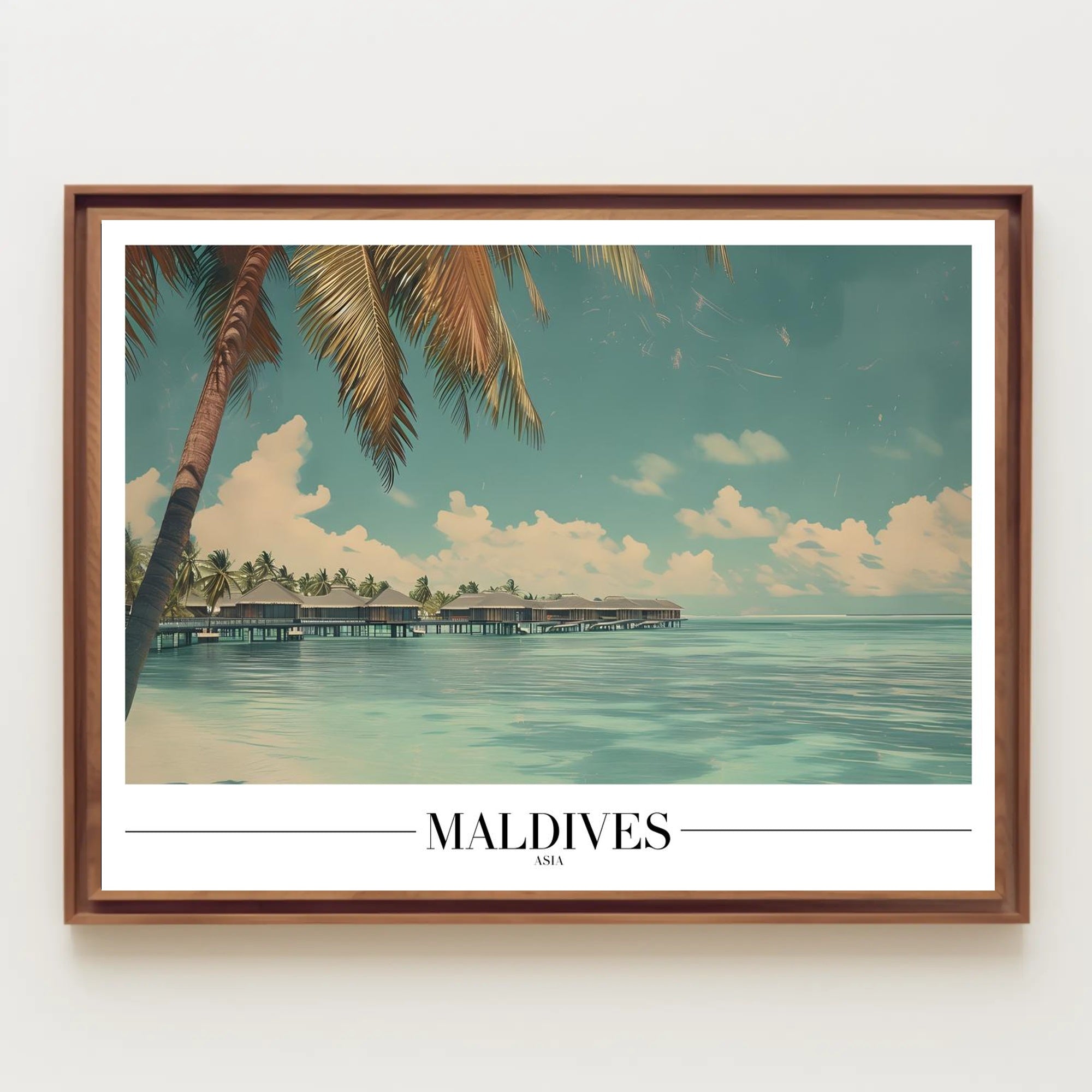 Maldives Tropical Escape Vintage Travel Poster PosterGoat