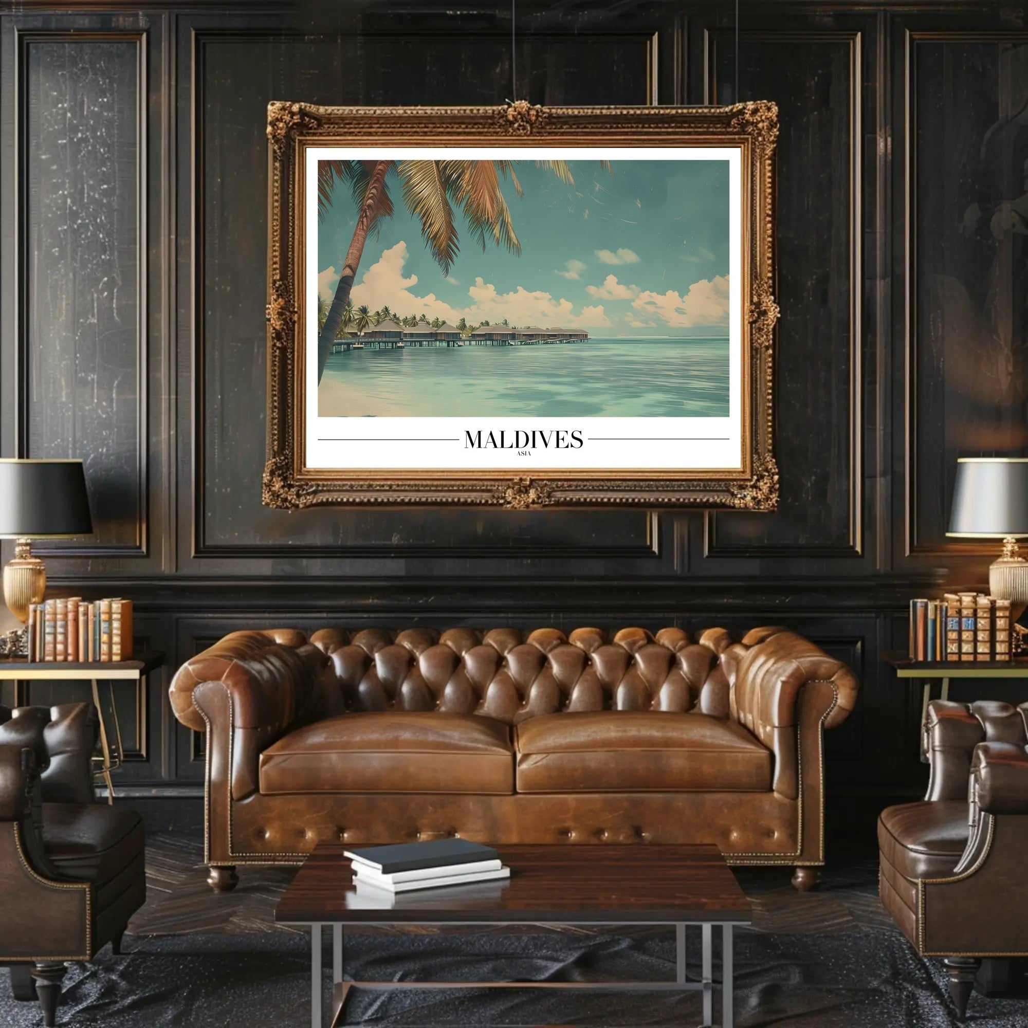 Maldives Tropical Escape Vintage Travel Poster PosterGoat