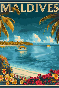 Maldives Tropical Paradise Vintage Travel Poster PosterGoat