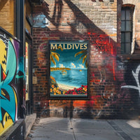 Maldives Tropical Paradise Vintage Travel Poster PosterGoat