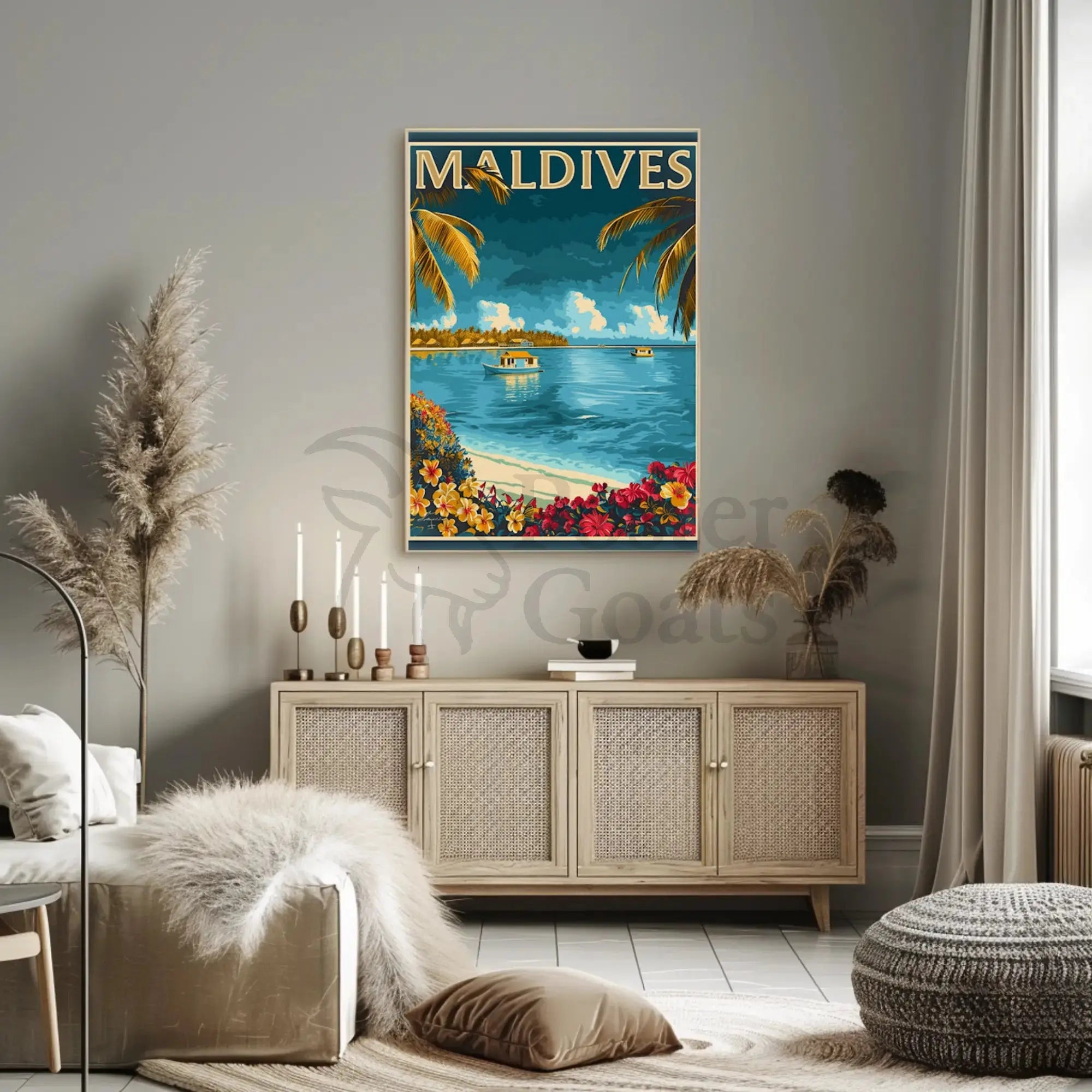 Maldives Tropical Paradise Vintage Travel Poster PosterGoat