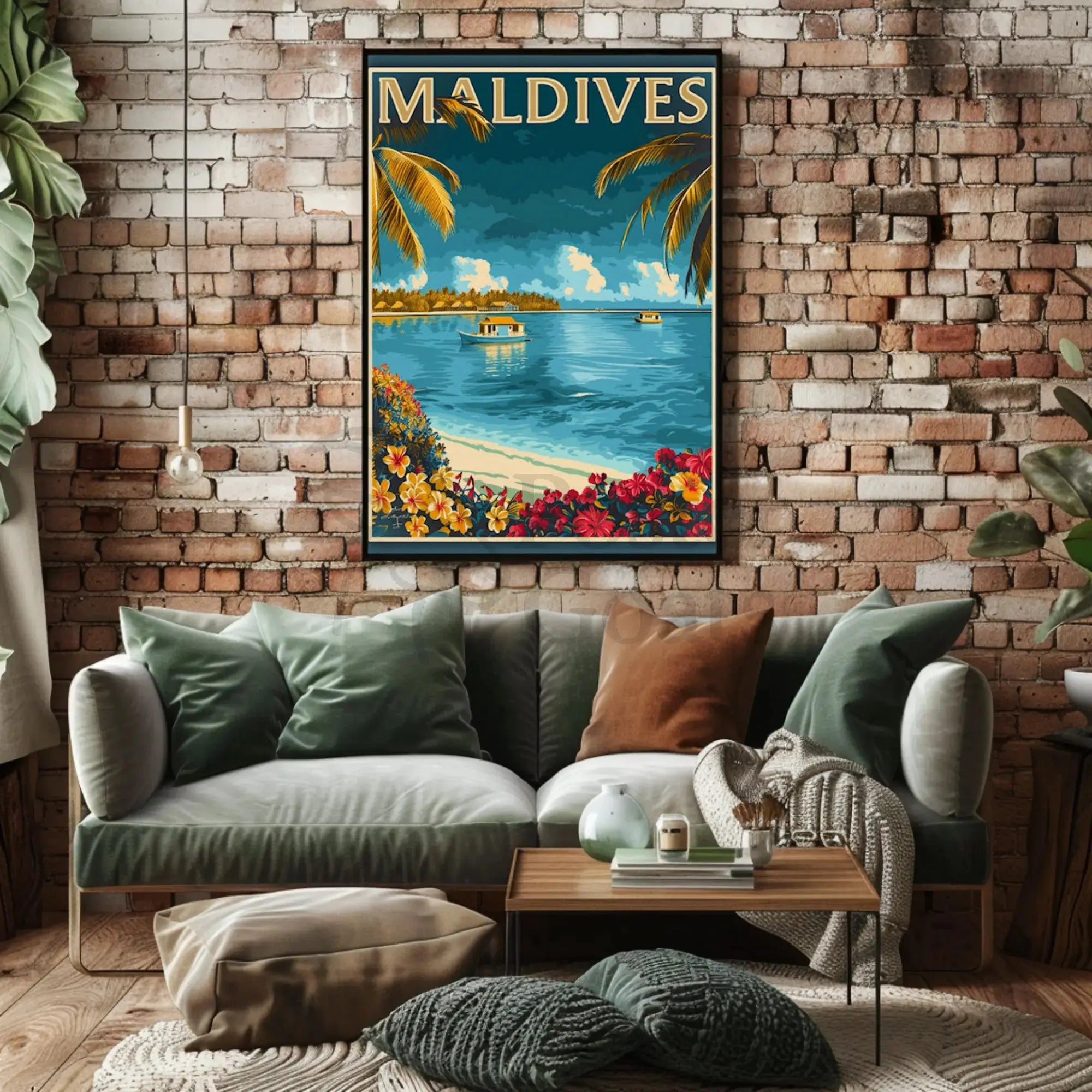 Maldives Tropical Paradise Vintage Travel Poster PosterGoat