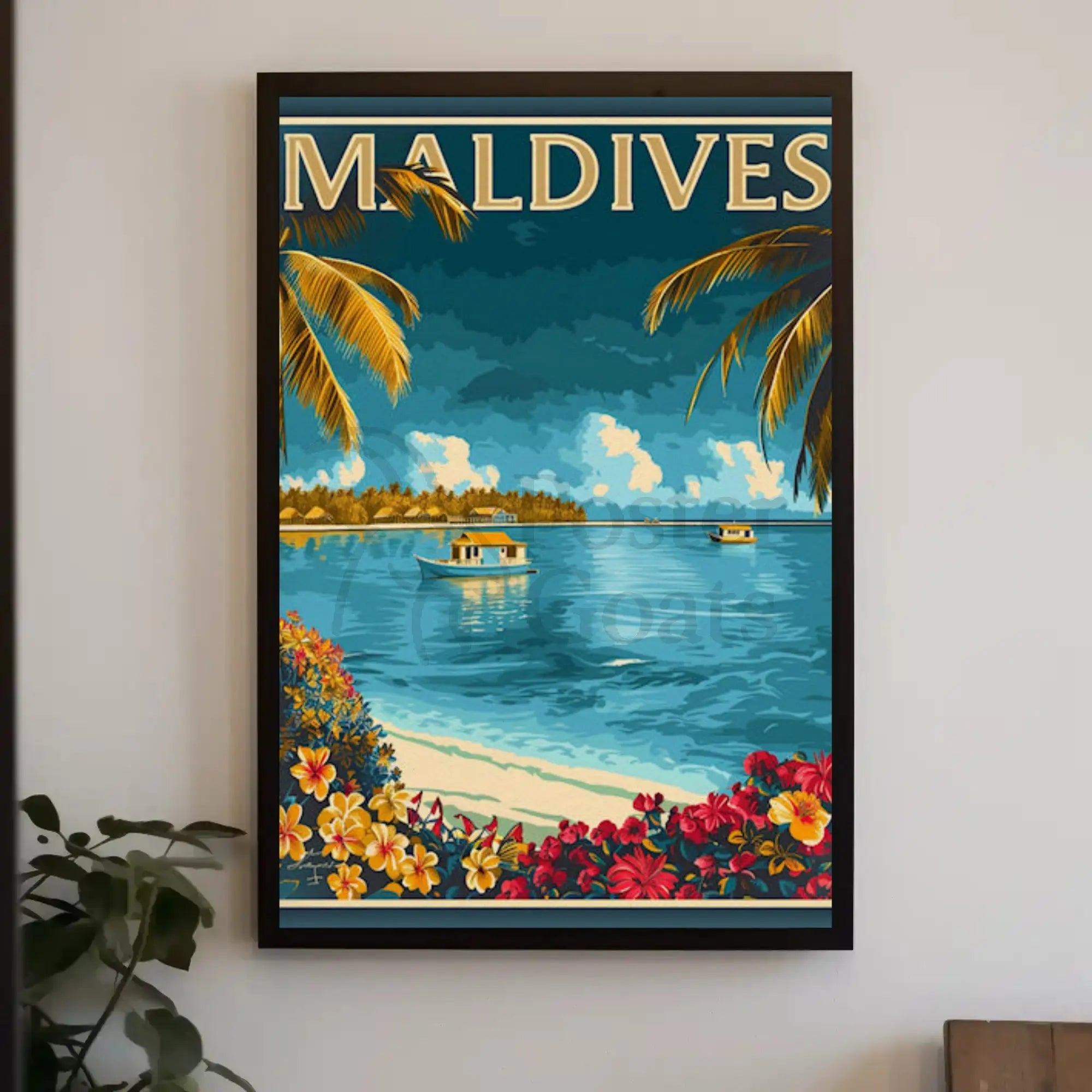 Maldives Tropical Paradise Vintage Travel Poster PosterGoat