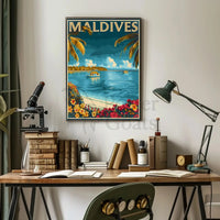 Maldives Tropical Paradise Vintage Travel Poster PosterGoat