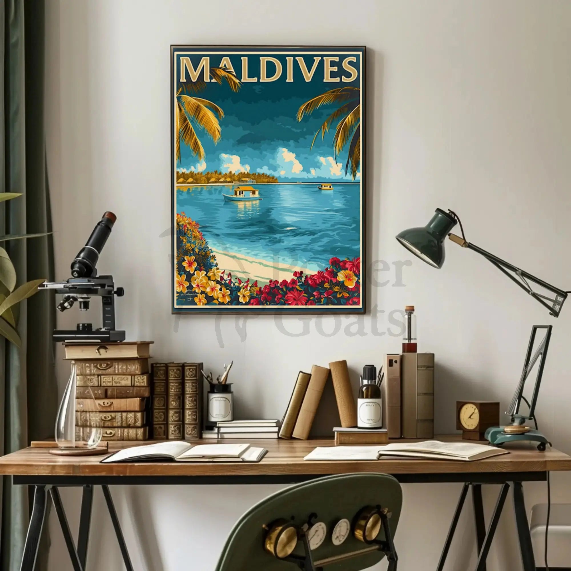 Maldives Tropical Paradise Vintage Travel Poster PosterGoat
