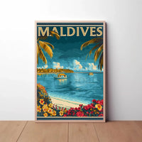 Maldives Tropical Paradise Vintage Travel Poster PosterGoat