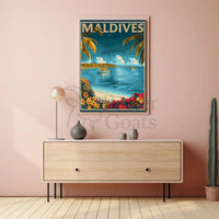 Maldives Tropical Paradise Vintage Travel Poster PosterGoat