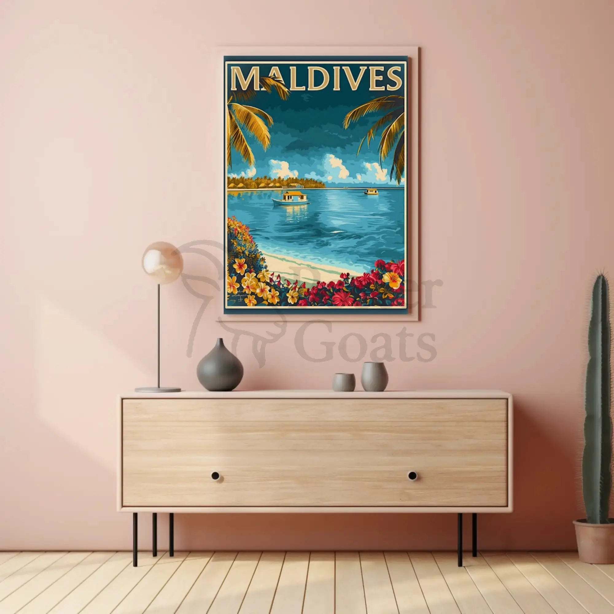 Maldives Tropical Paradise Vintage Travel Poster PosterGoat
