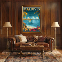 Maldives Tropical Paradise Vintage Travel Poster PosterGoat