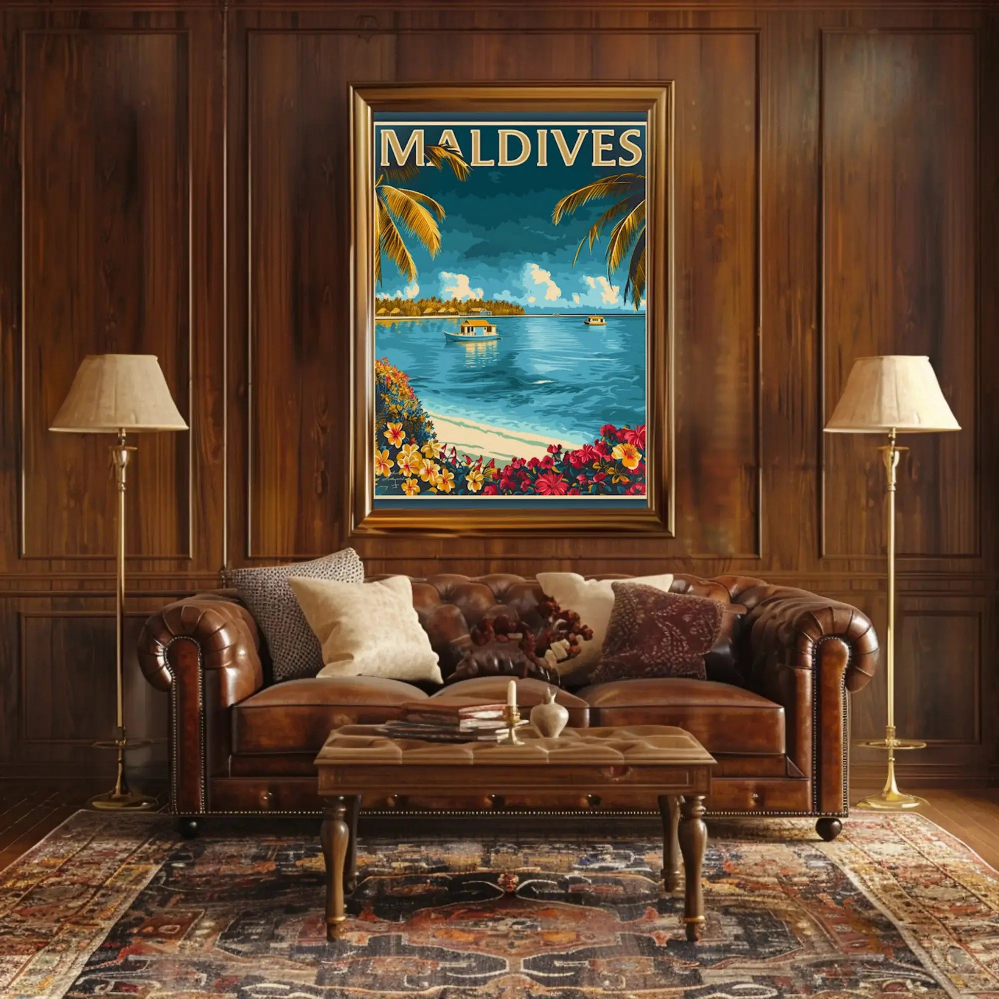 Maldives Tropical Paradise Vintage Travel Poster PosterGoat