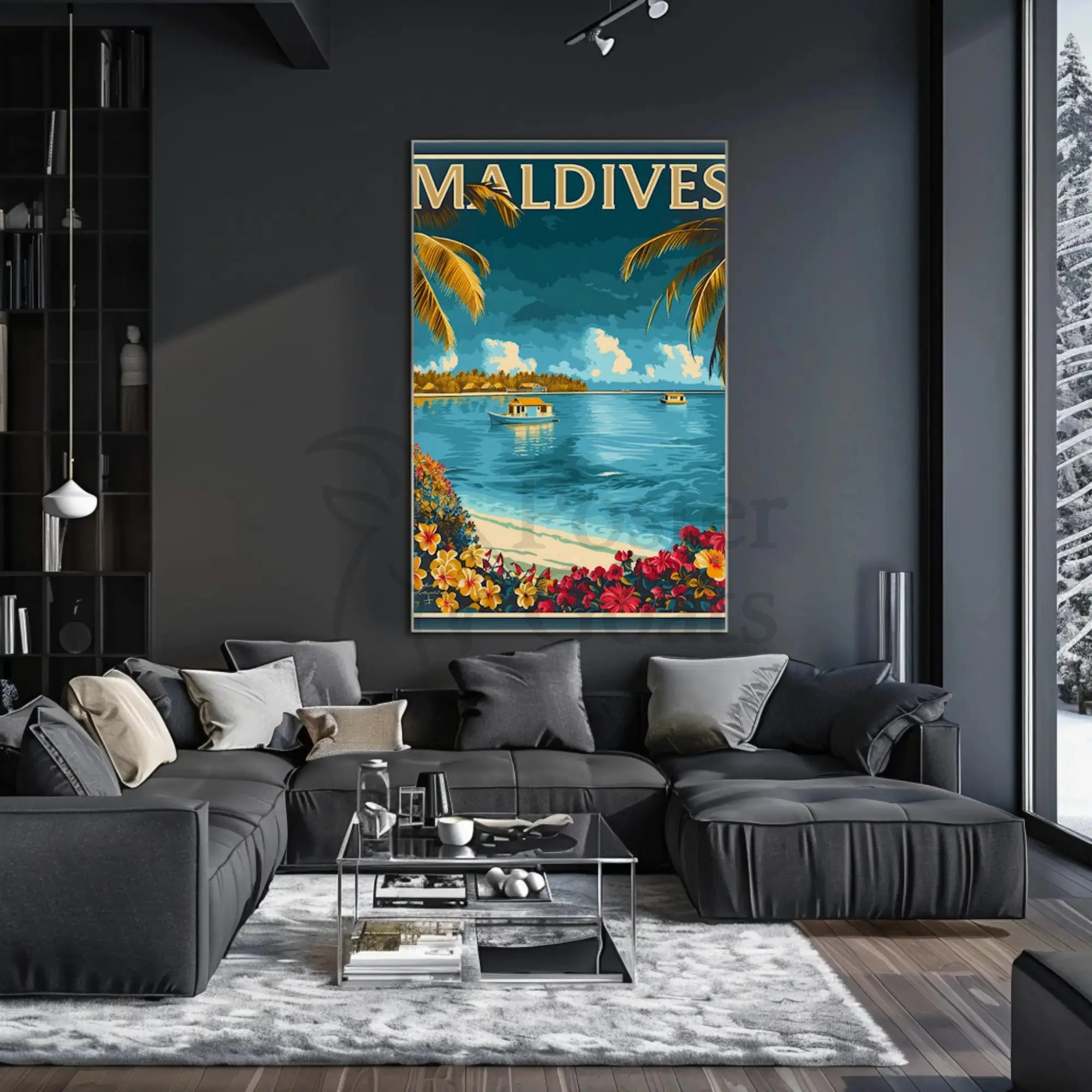 Maldives Tropical Paradise Vintage Travel Poster PosterGoat