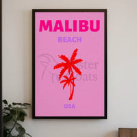 Malibu Beach Retro Vibes Travel Poster PosterGoat