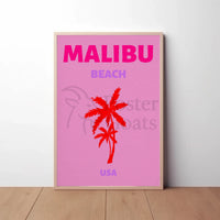 Malibu Beach Retro Vibes Travel Poster PosterGoat