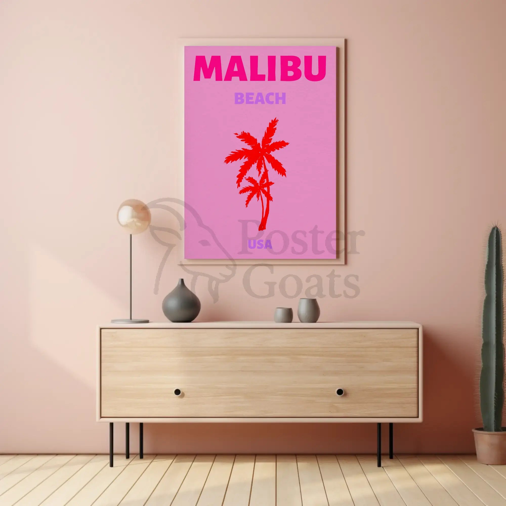Malibu Beach Retro Vibes Travel Poster PosterGoat