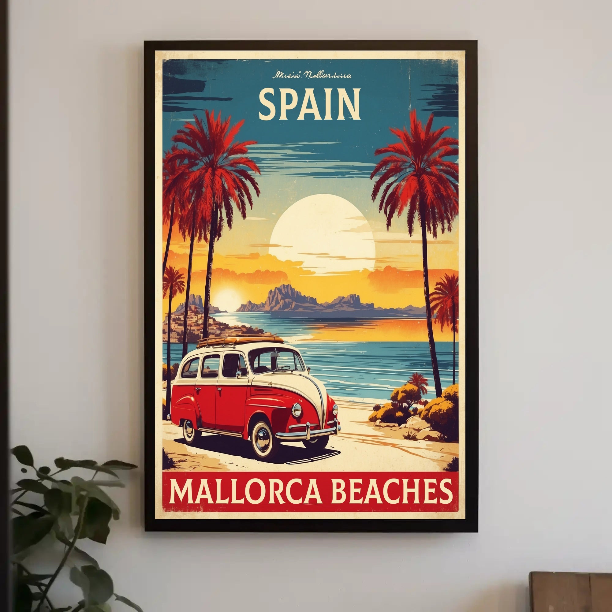 Mallorca Beaches Vintage Travel Advertisement Poster PosterGoat