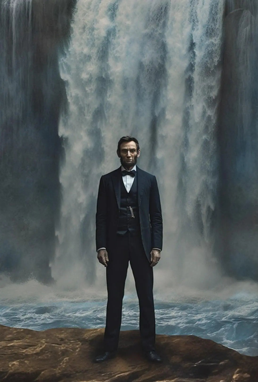 Man and Waterfall Historical Drama Art Poster PosterGoat