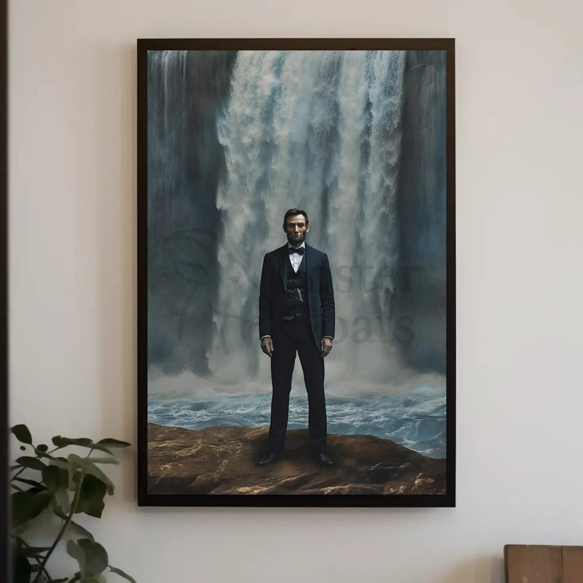 Man and Waterfall Historical Drama Art Poster PosterGoat
