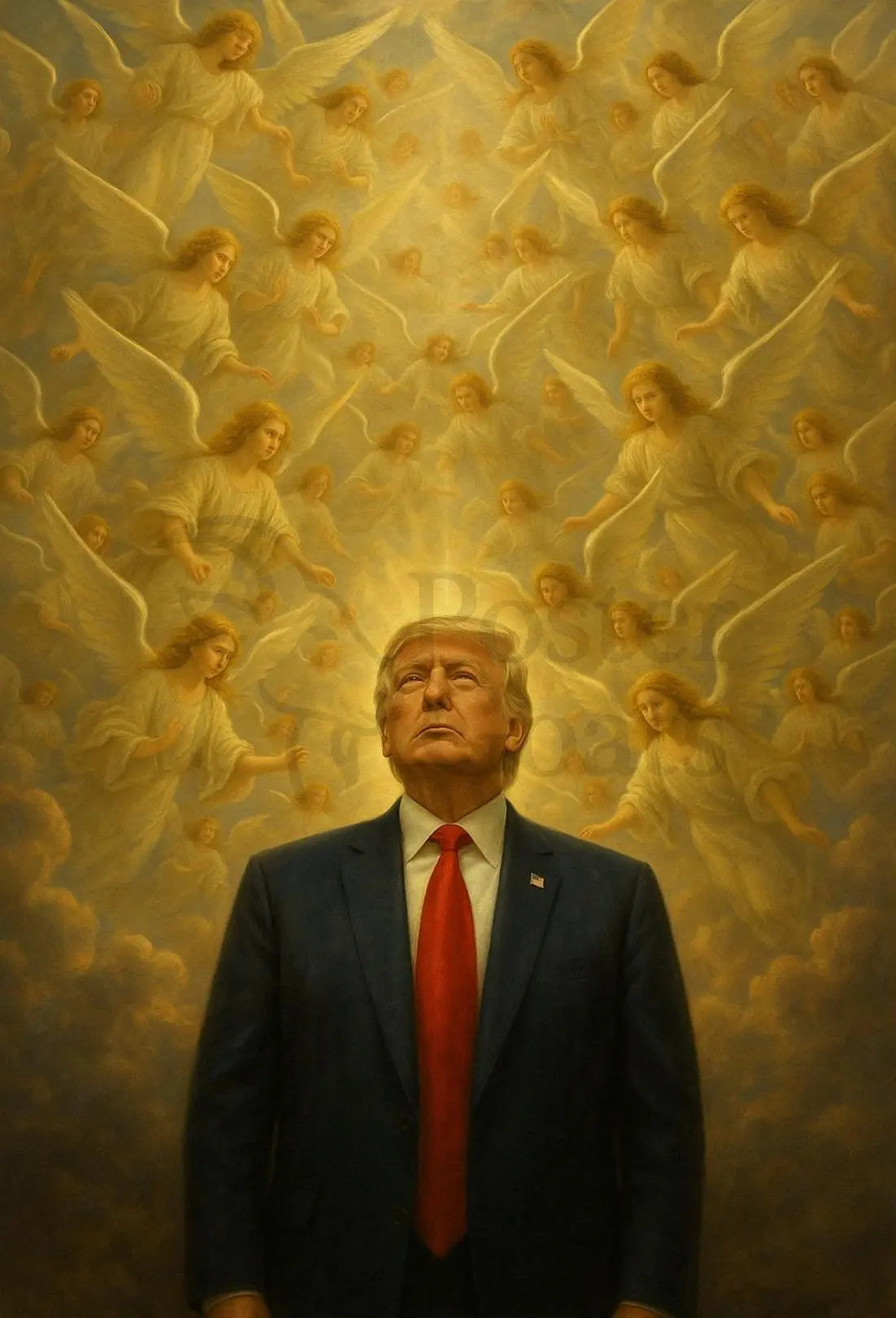 Man with Angels in Majestic Renaissance Artistic Poster PosterGoat