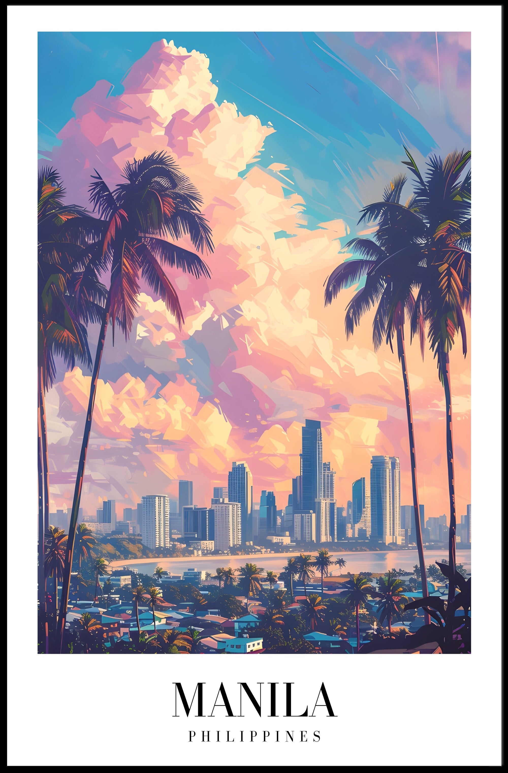 Manila Skyline at Sunset Cityscape Poster PosterGoat