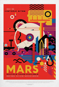 Mars Historic Sites Futuristic Sci-Fi Travel Poster PosterGoat