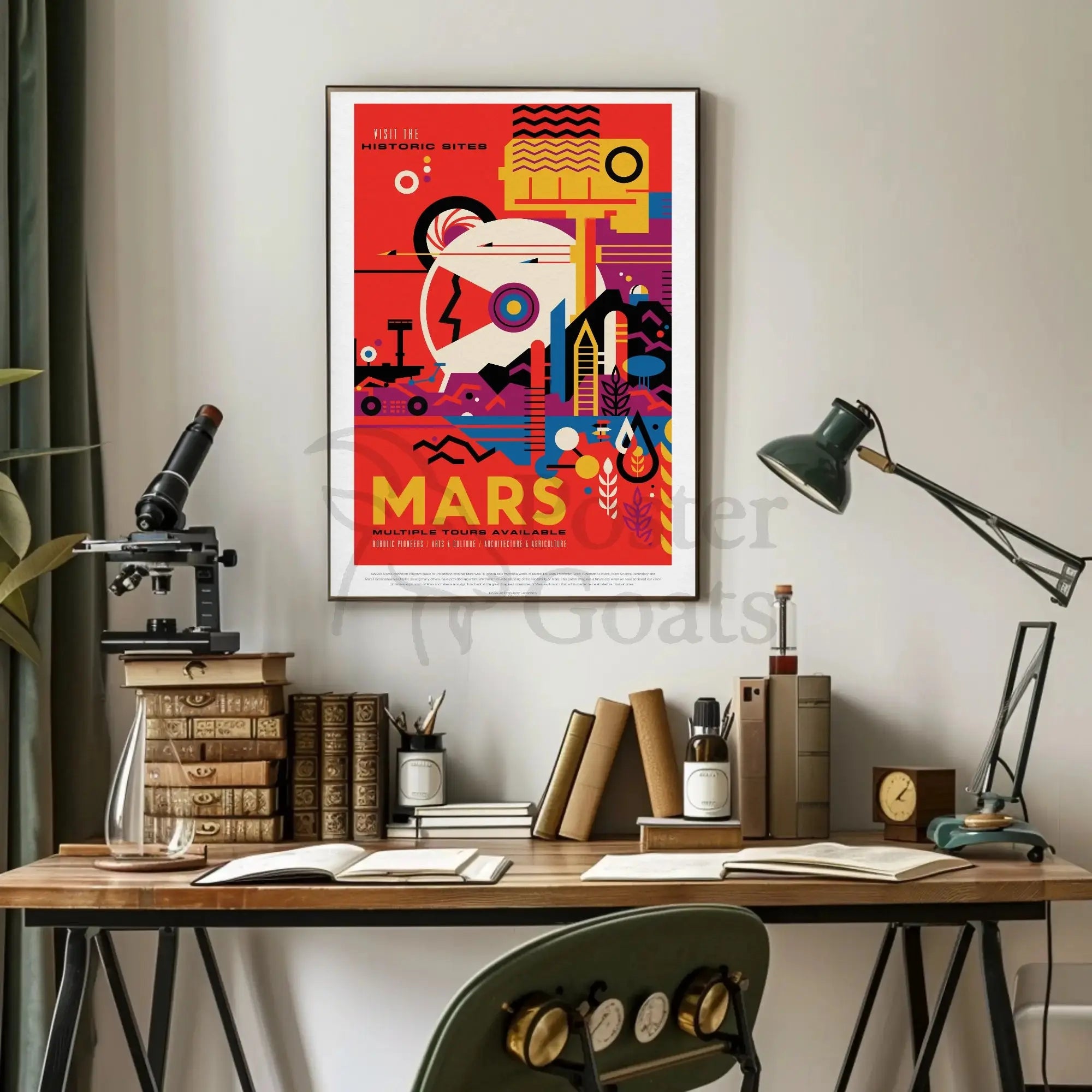 Mars Historic Sites Futuristic Sci-Fi Travel Poster PosterGoat