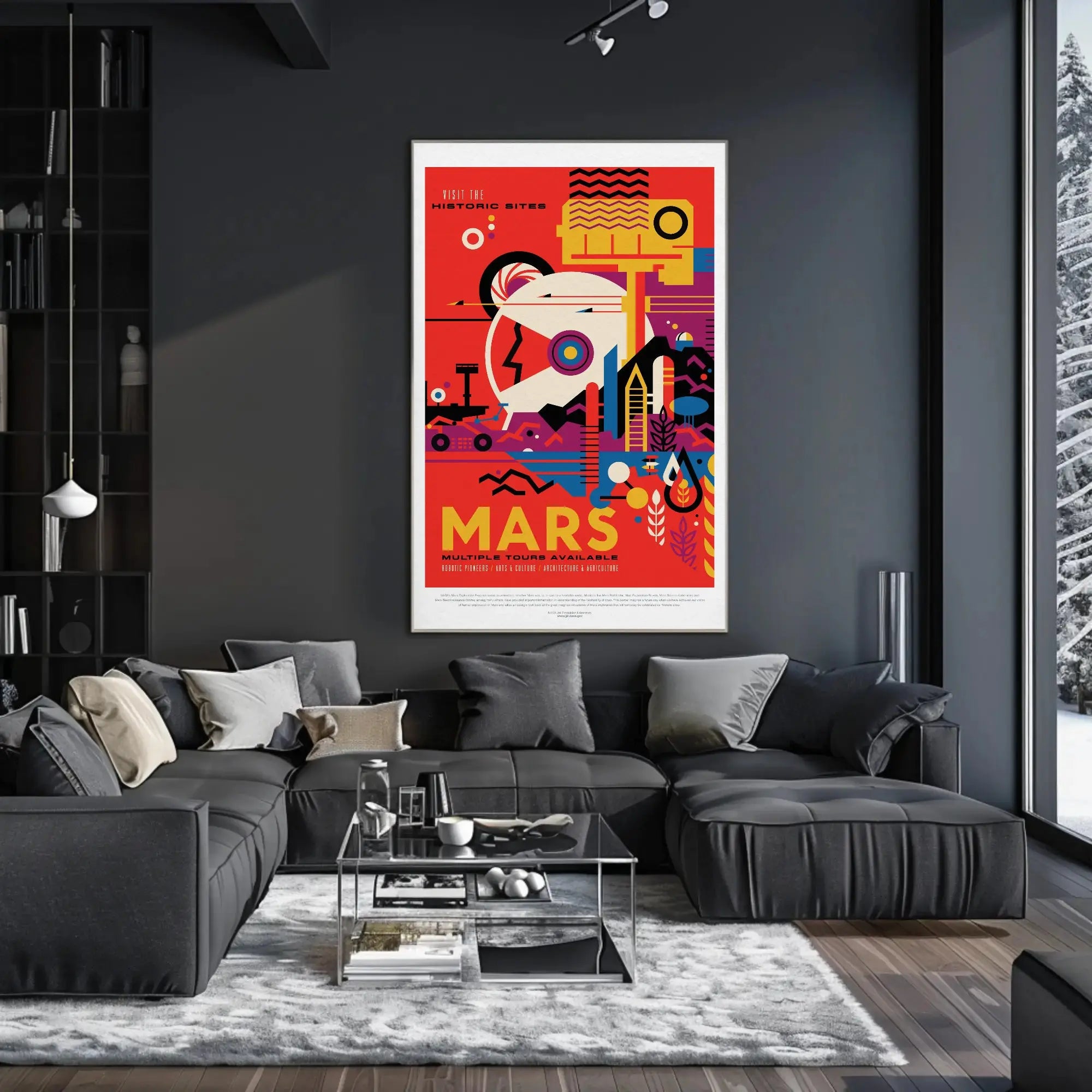 Mars Historic Sites Futuristic Sci-Fi Travel Poster PosterGoat