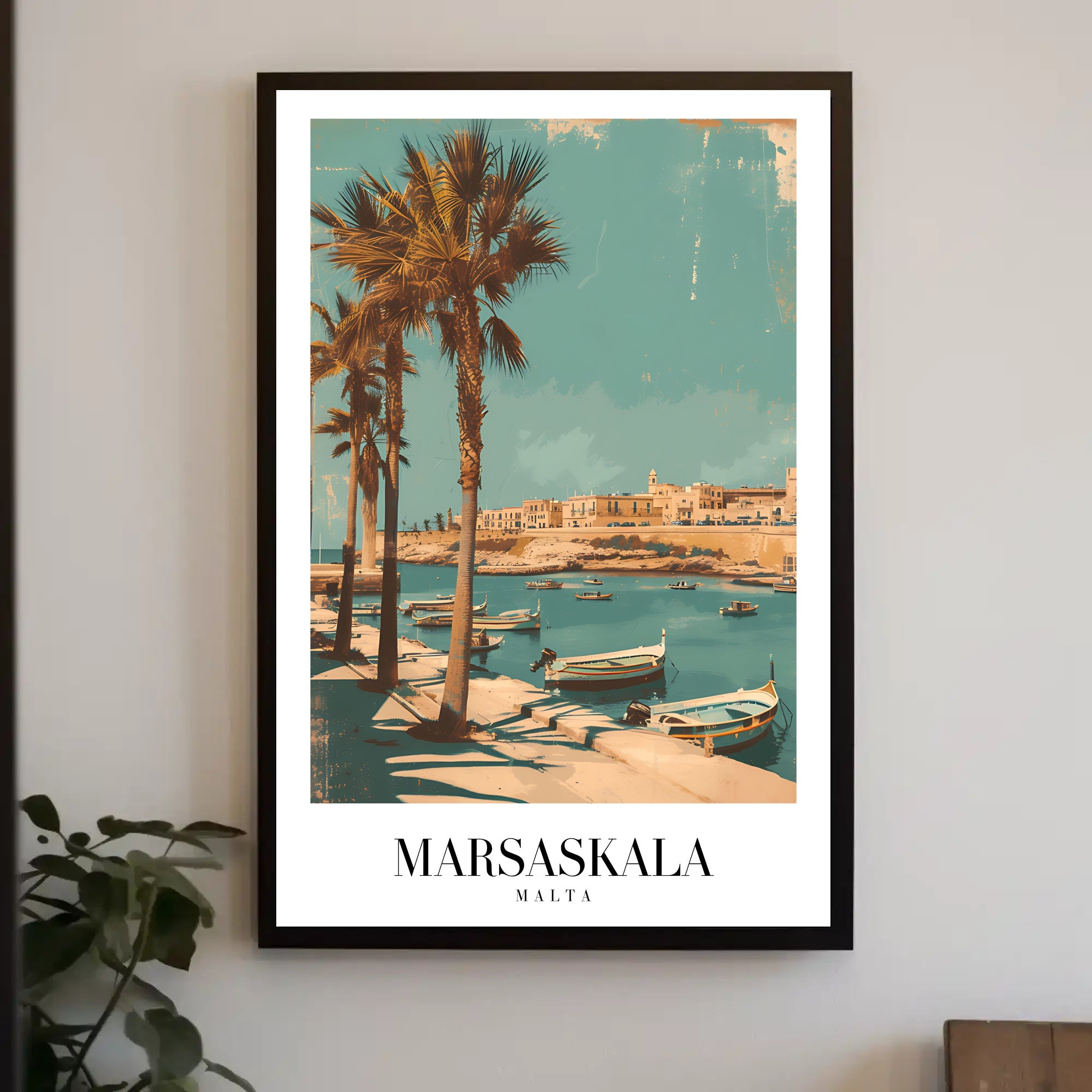Marsaskala Marina Scene: Tranquil Vintage Travel Poster PosterGoat
