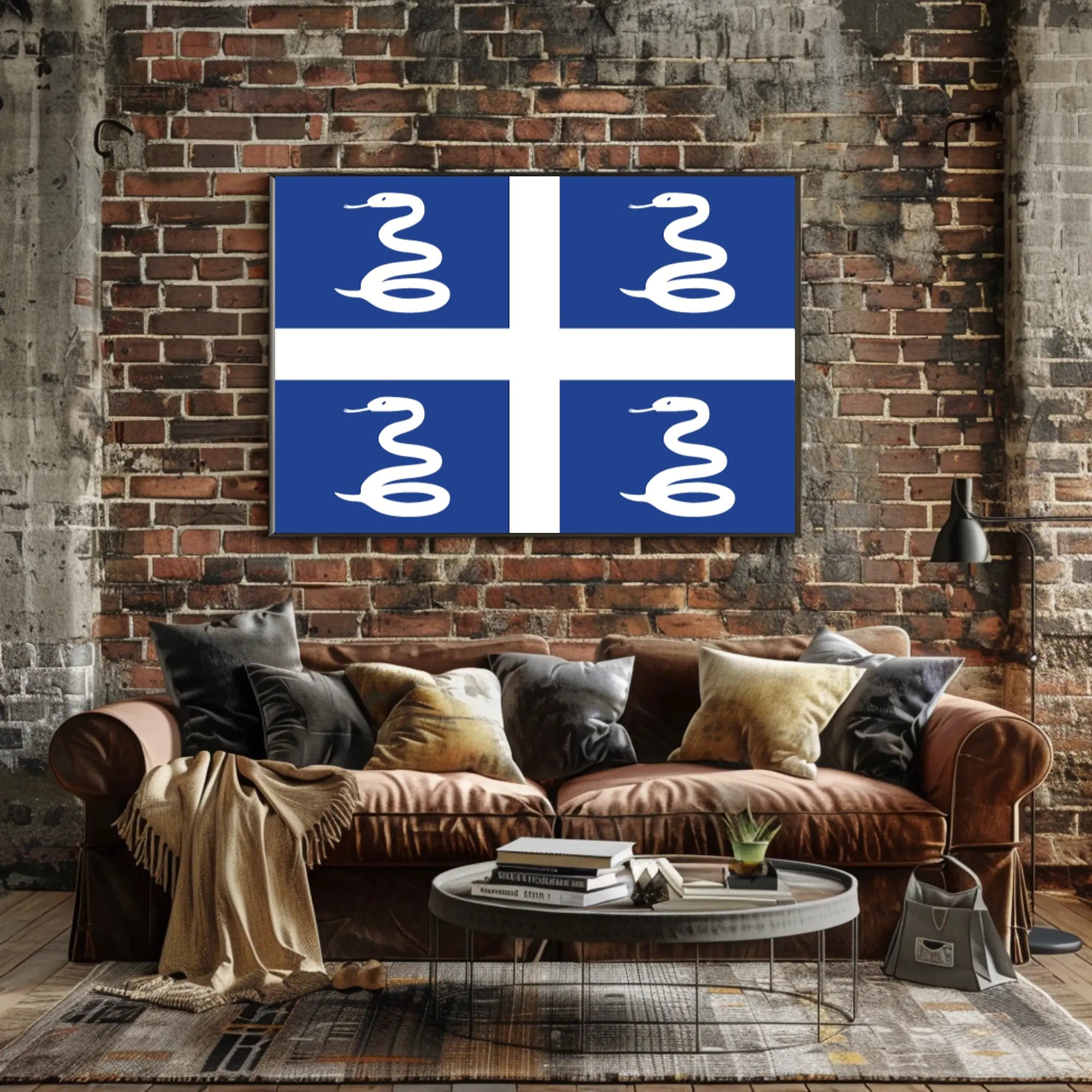 Martinique Emblem Flag Serpent Design Country Flag Poster PosterGoat