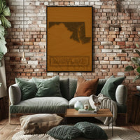 Maryland Map Rustic Design Cultural or Heritage Poster PosterGoat
