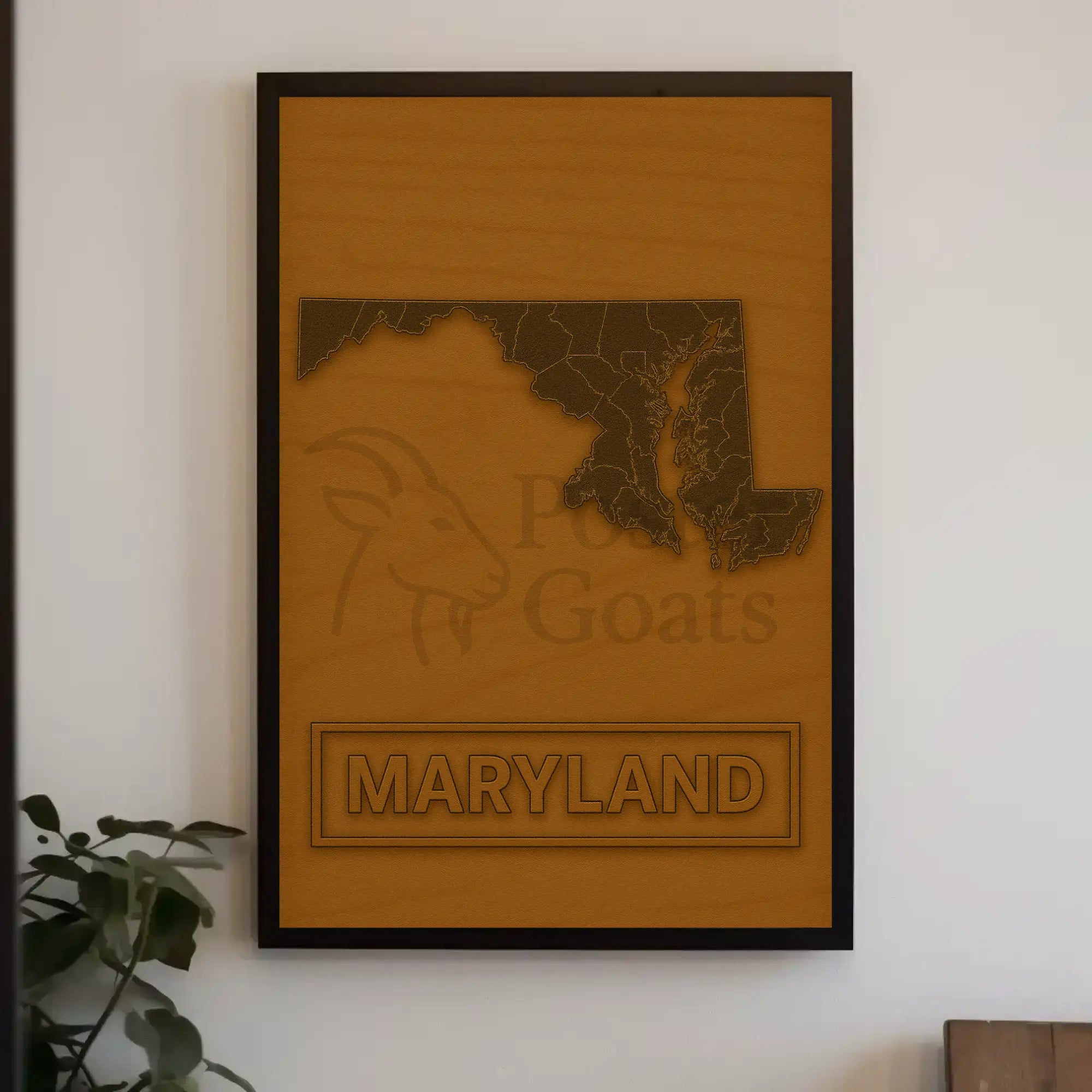Maryland Map Rustic Design Cultural or Heritage Poster PosterGoat