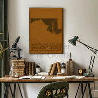 Maryland Map Rustic Design Cultural or Heritage Poster PosterGoat