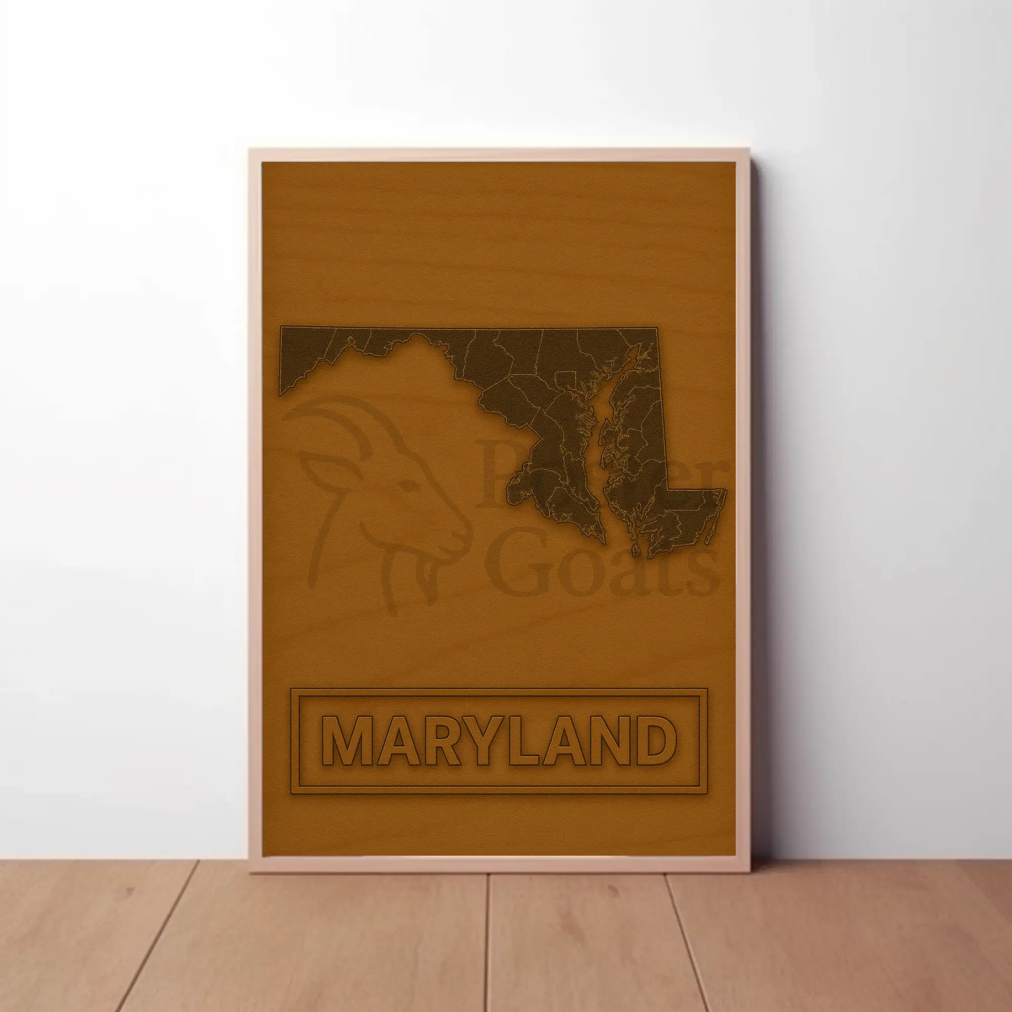 Maryland Map Rustic Design Cultural or Heritage Poster PosterGoat