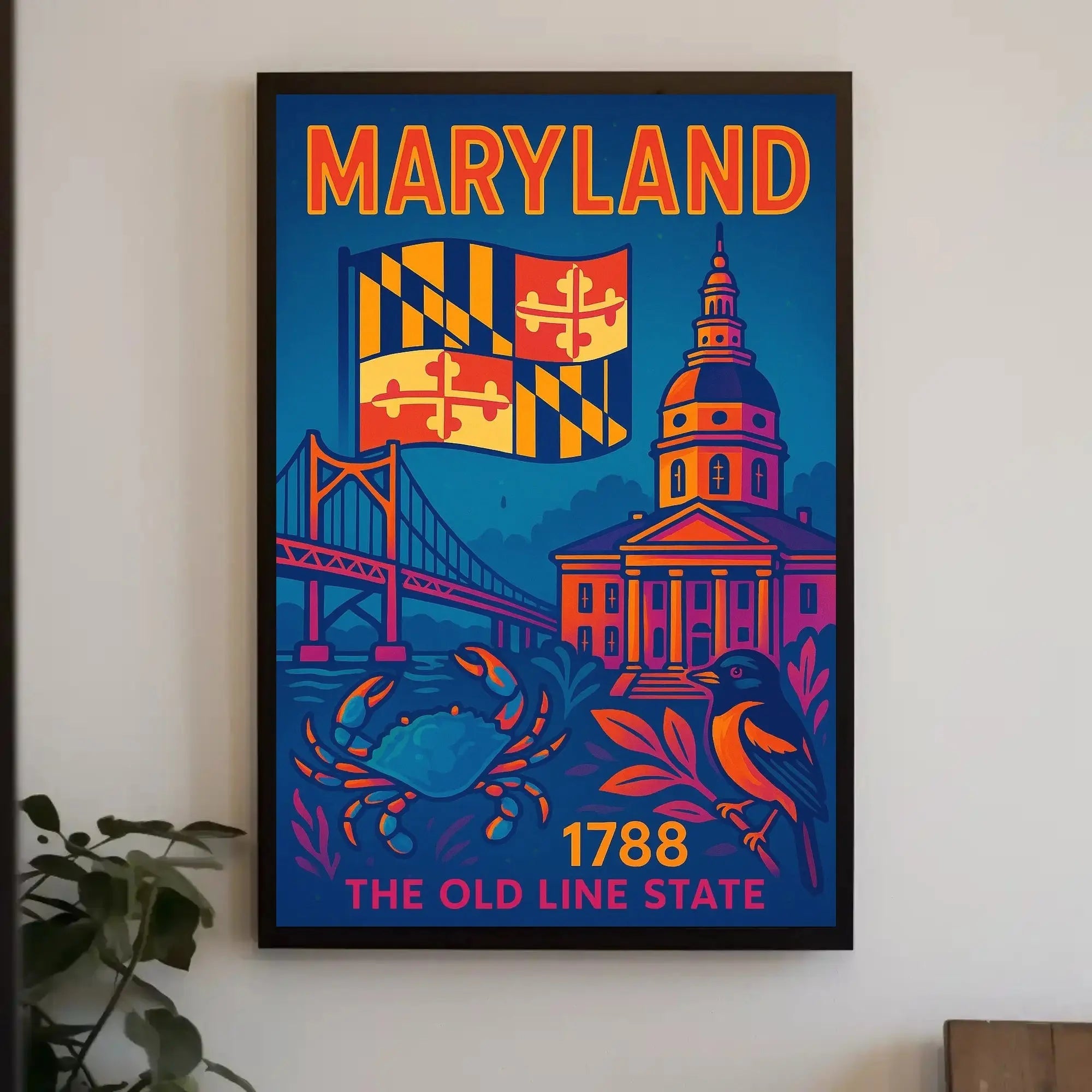 Maryland State Pride Retro Travel Poster PosterGoat