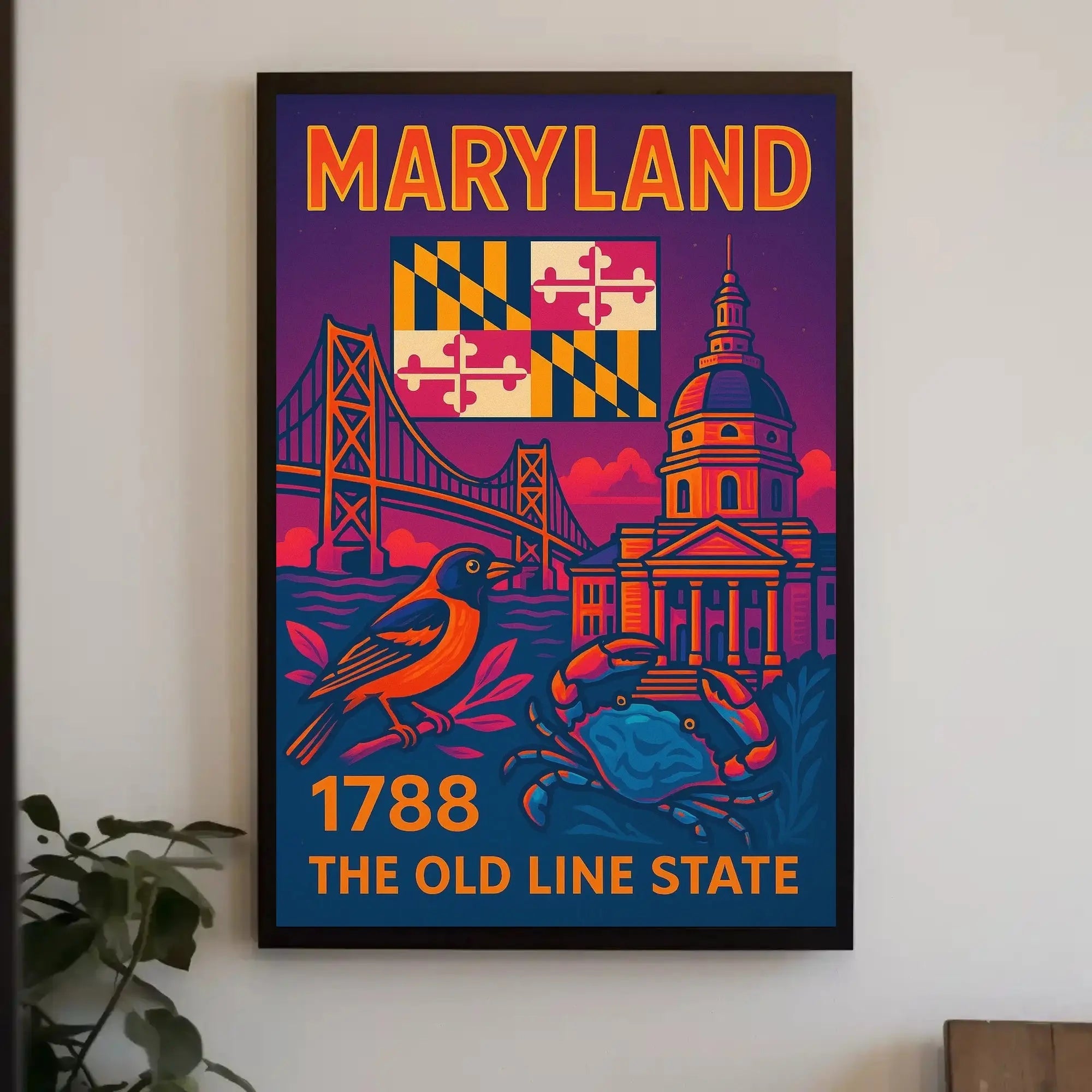 Maryland State Symbols Celebratory Art Cultural or Heritage Poster PosterGoat