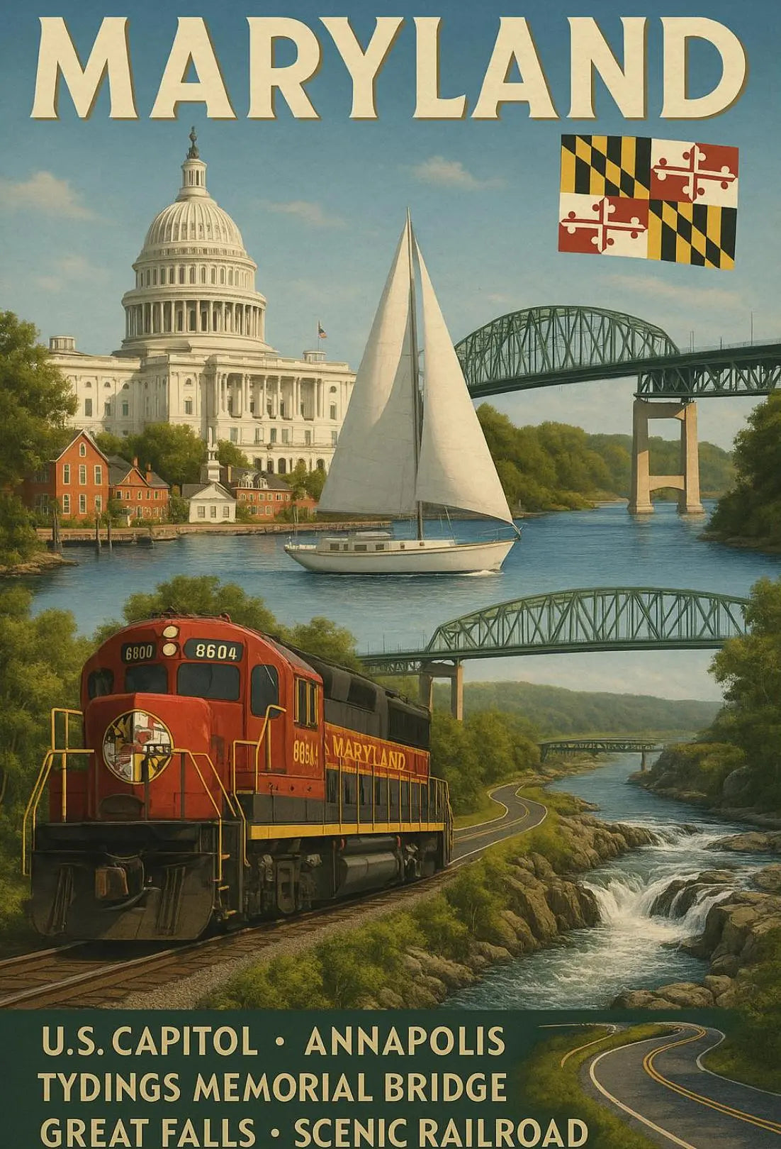 Maryland's Scenic Marvels Retro Travel Poster PosterGoat