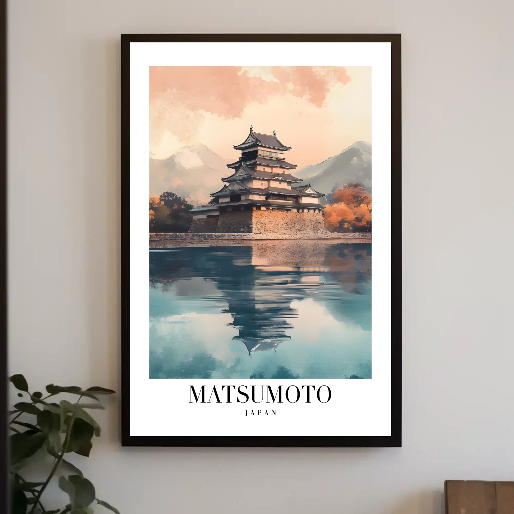 Matsumoto Castle Reflections: Photorealistic Travel Poster PosterGoat