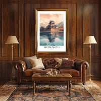 Matsumoto Castle Reflections: Photorealistic Travel Poster PosterGoat