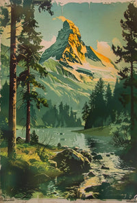 Matterhorn-Inspired Vintage Landscape National Park Poster PosterGoat