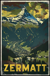 Matterhorn Scenic Travel Poster with Vintage Retro Design PosterGoat