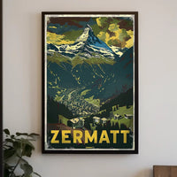 Matterhorn Scenic Travel Poster with Vintage Retro Design PosterGoat