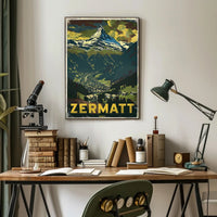 Matterhorn Scenic Travel Poster with Vintage Retro Design PosterGoat