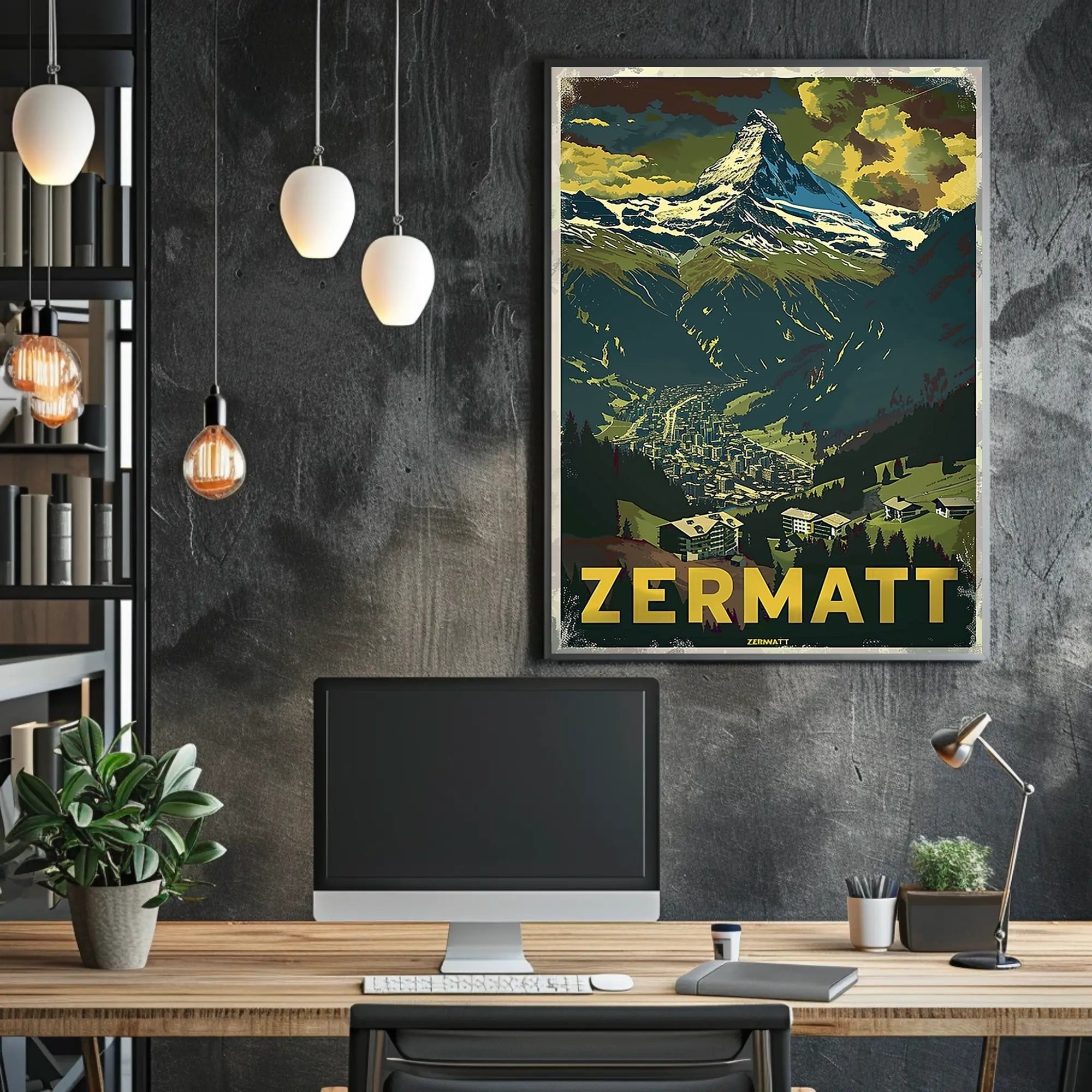 Matterhorn Scenic Travel Poster with Vintage Retro Design PosterGoat