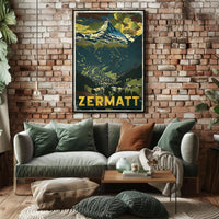 Matterhorn Scenic Travel Poster with Vintage Retro Design PosterGoat