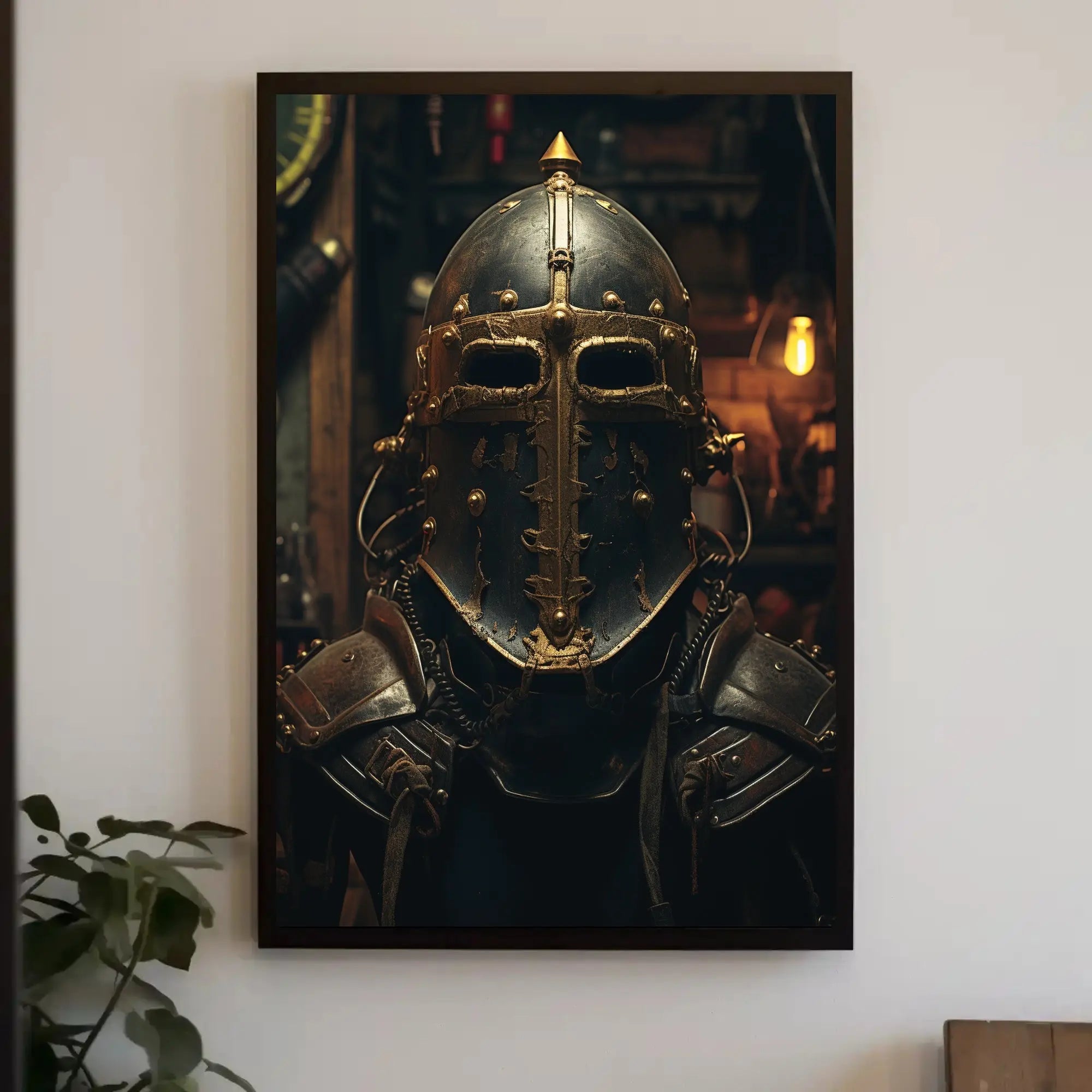 Medieval Knight Helmet Design Historical Poster PosterGoat