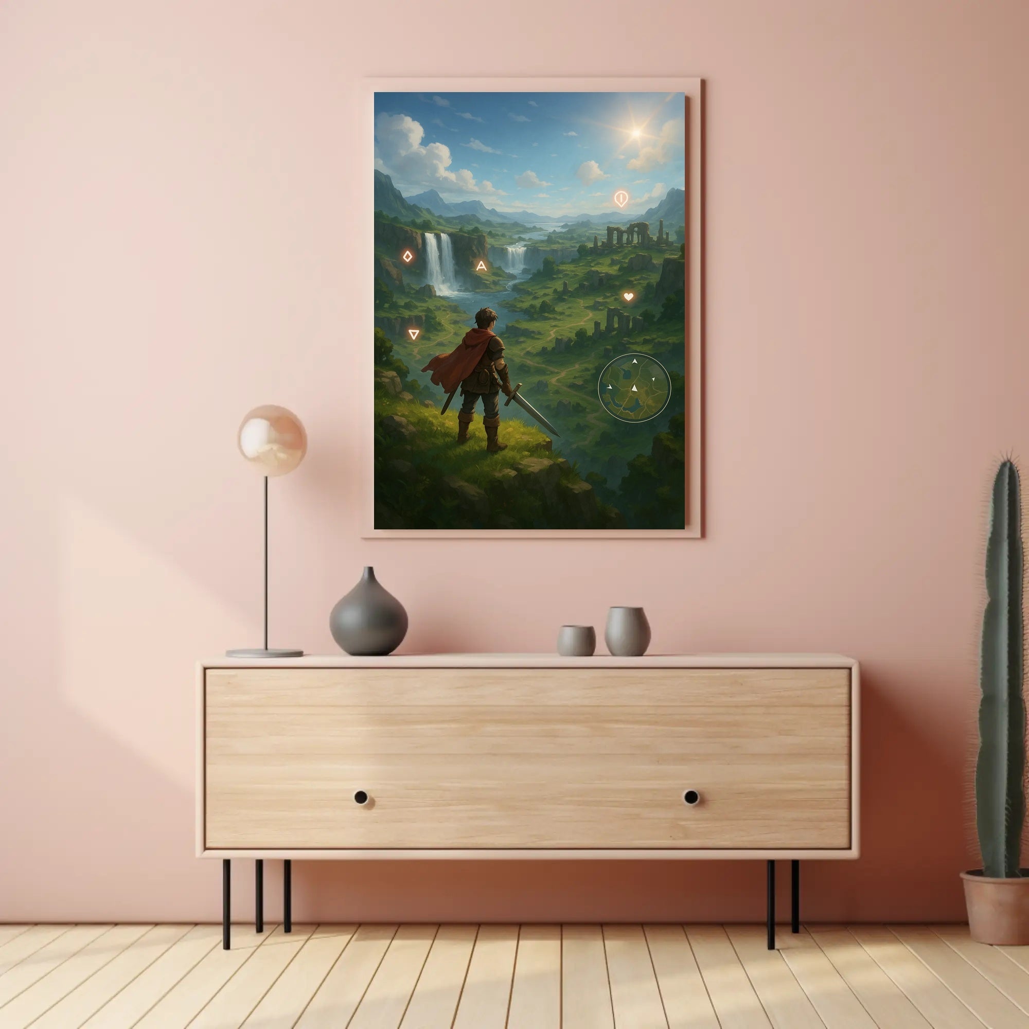 Medieval Knight Journeys in Fantasy Landscape Poster PosterGoat