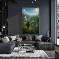 Medieval Knight Journeys in Fantasy Landscape Poster PosterGoat