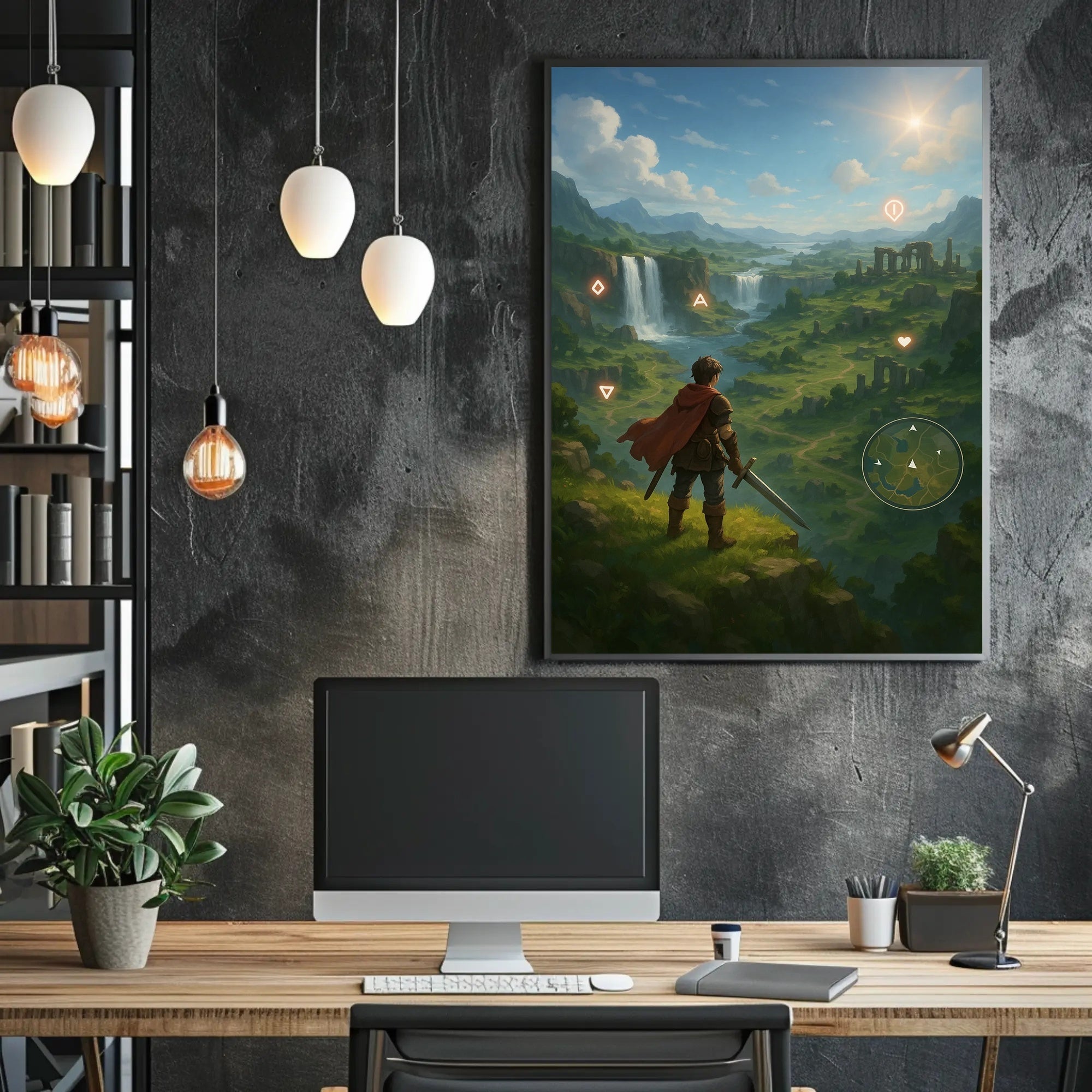 Medieval Knight Journeys in Fantasy Landscape Poster PosterGoat